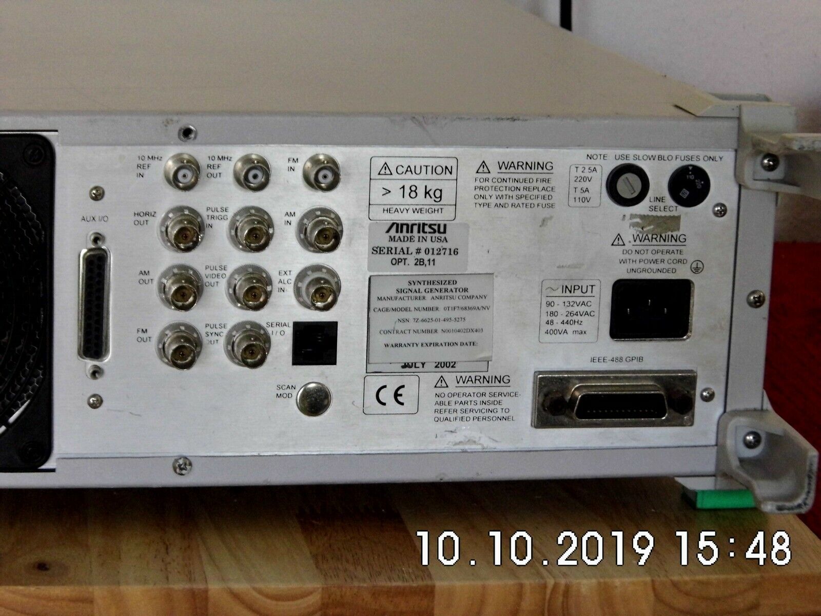 Anritsu 68369A/NV w/2B/11, 10 MHz-40 GHz Syn. w/cal Anritsu 68369A/NV w/2B/11, 10 MHz-40 GHz Syn. w/cal